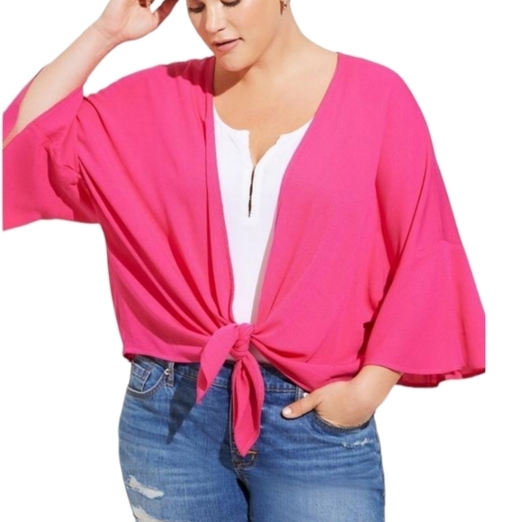 NWT Torrid Gauze Tie Front Crop Kimono Size 5X - Picture 2 of 5